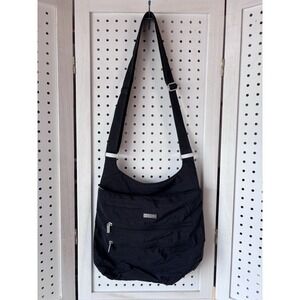 BAGGALLINI Multi Pocket Bucket Crossbody Black Bag Nylon Travel Organizer